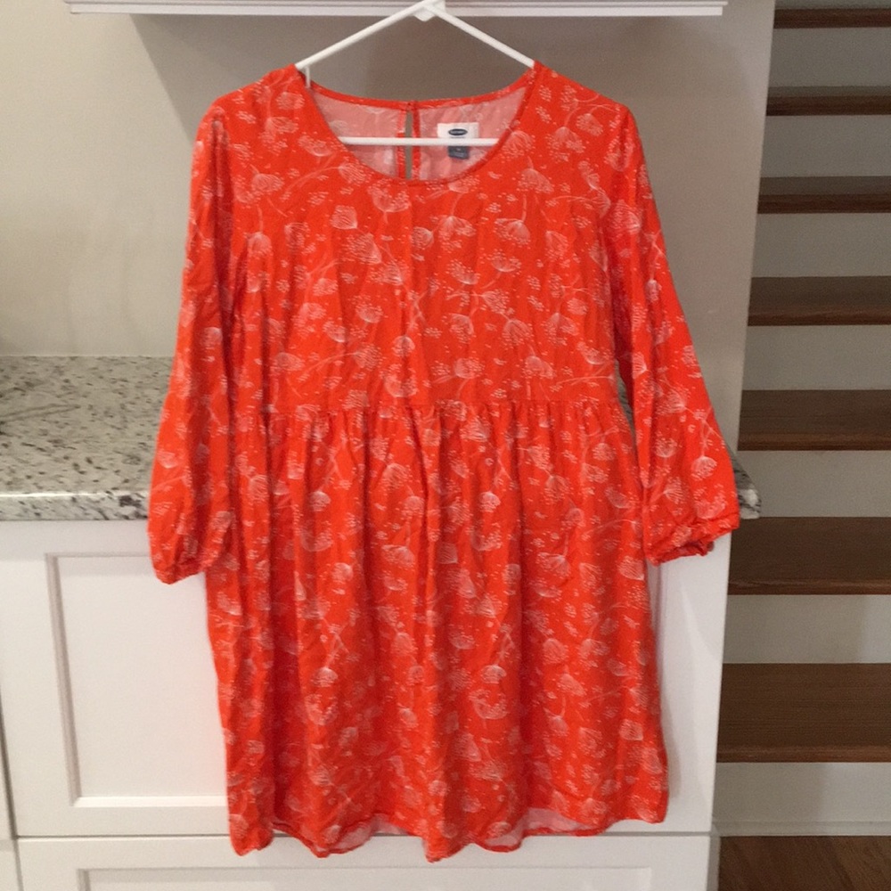 Old navy orange and white dress M